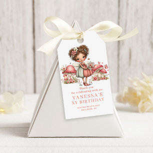 Underbar saga om älvor 6-års födelsedag Rosa blomm Presentetikett