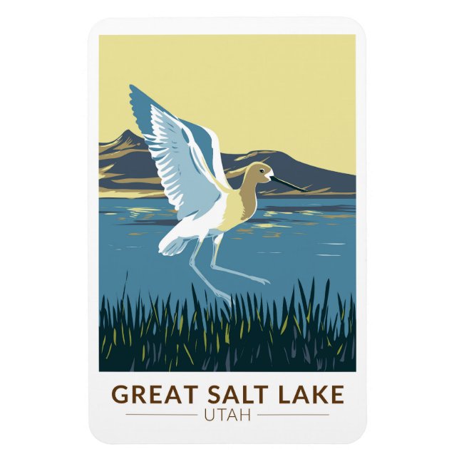 Underbar Salt Sjö American Avocet Travel Art Vinta Magnet (Vertikal)