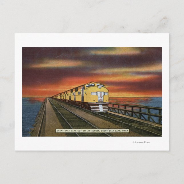 Underbar Salt Sjö Railroad Cutoff Vykort (Framsida)