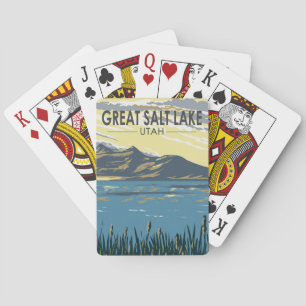 Underbar Salt Sjö Utah Travel Art Vintage Casinokort