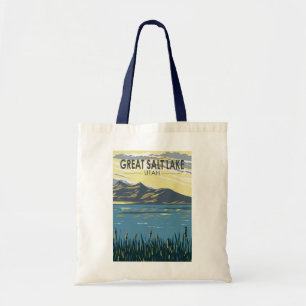 Underbar Salt Sjö Utah Travel Art Vintage Tygkasse