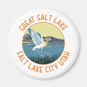 Underbar salthalt Sjö Amerikanska Avocet Retro Dis Magnet