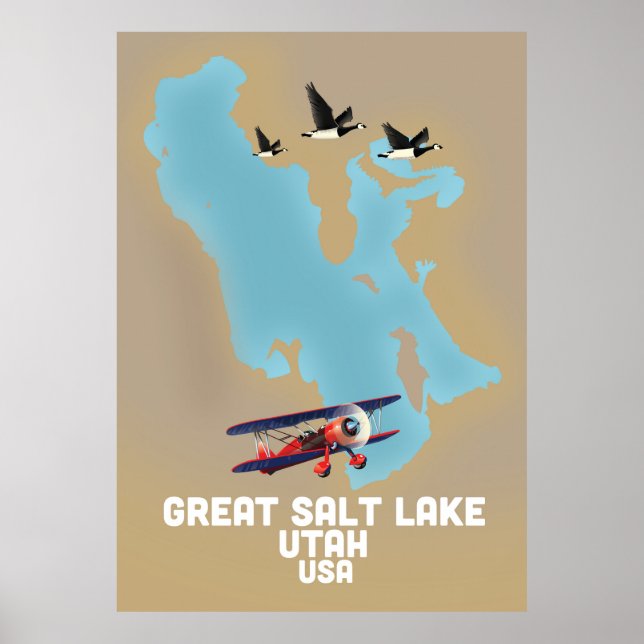 Underbar salthalt Sjö, Utah Travel-affisch Poster (Framsidan)
