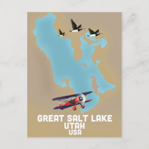 Underbar salthalt Sjö, Utah Travel-affisch Vykort