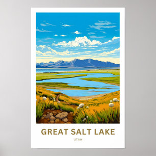 Underbar salthalt Sjö Utah Travel Skriv ut Poster
