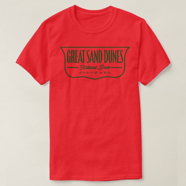 Underbar Sand Dunes National Park Shield Grönt T Shirt (Design framsida)