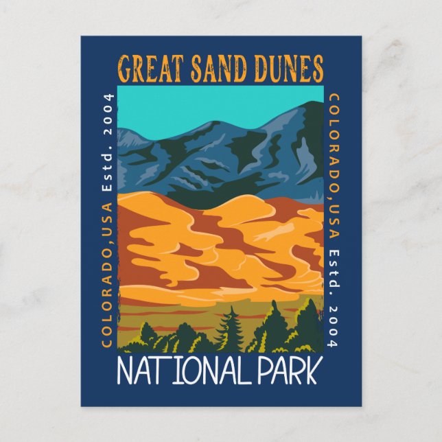 Underbar Sand Dunes nationalpark Colorado Distress Vykort (Framsida)
