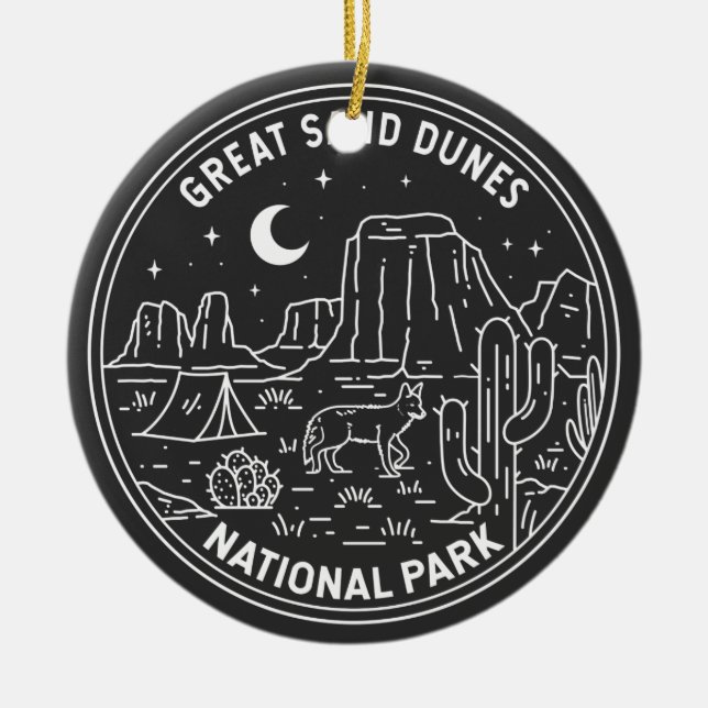 Underbar Sand Dunes nationalpark Colorado Monoline Julgransprydnad Keramik (Framsidan)