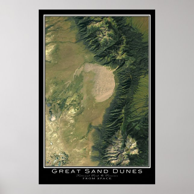 Underbar Sand Dunes nationalpark Colorado Satellit Poster (Framsidan)