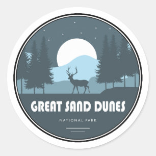 Underbar Sand Dunes nationalpark Hjort Runt Klistermärke