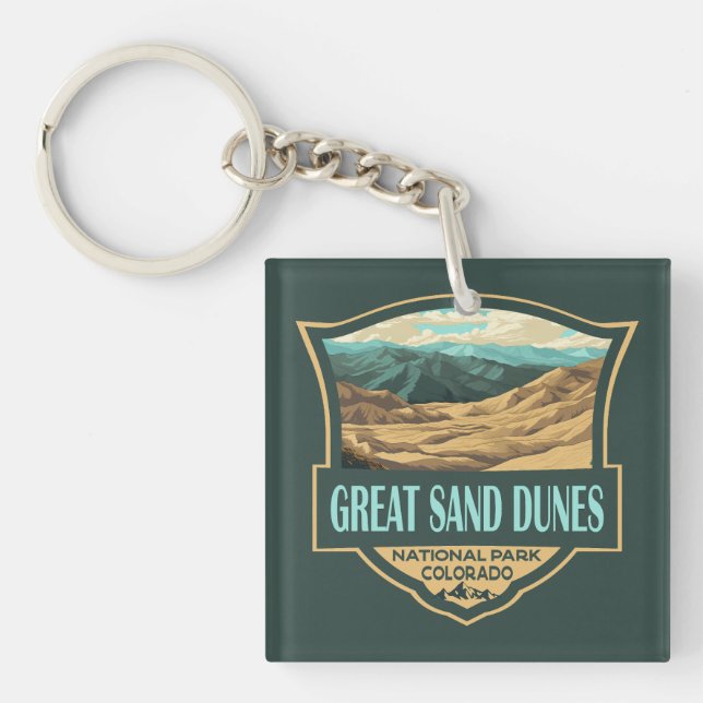 Underbar Sand Dunes nationalpark Illustration Retr (Framsidan)