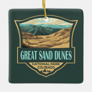 Underbar Sand Dunes nationalpark Illustration Retr Julgransprydnad Keramik