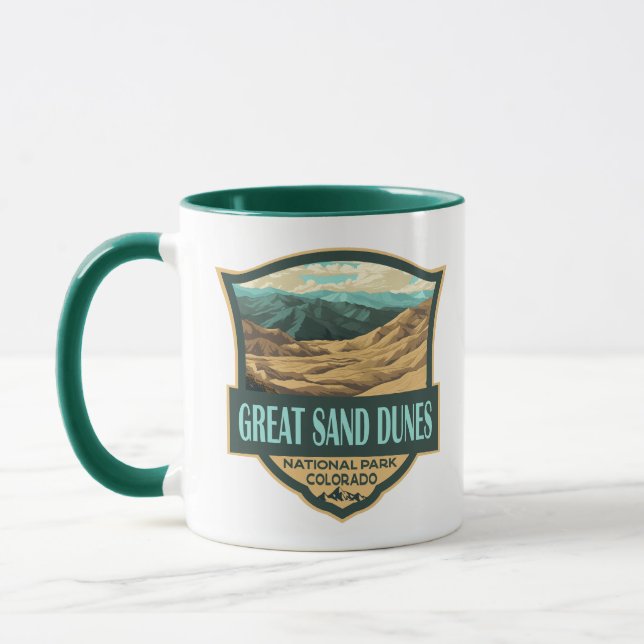 Underbar Sand Dunes nationalpark Illustration Retr Mugg (Vänster)