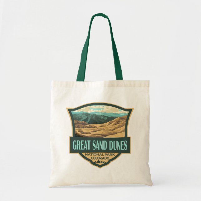 Underbar Sand Dunes nationalpark Illustration Retr Tygkasse (Framsidan)