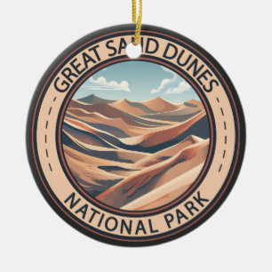 Underbar Sand Dunes nationalpark Illustration Trav Julgransprydnad Keramik