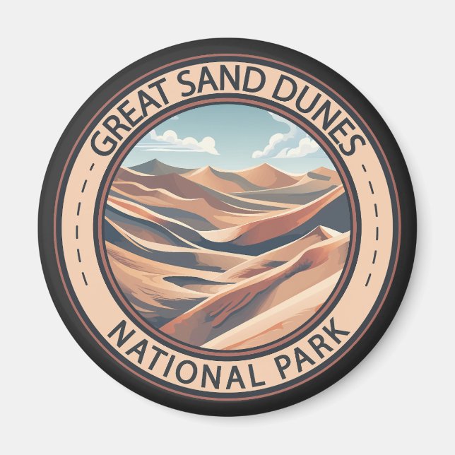 Underbar Sand Dunes nationalpark Illustration Trav Magnet (Framsidan)