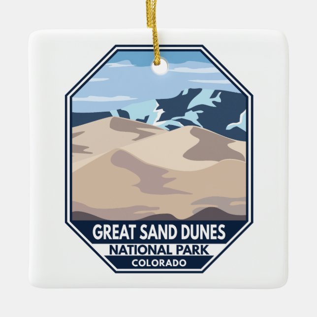 Underbar Sand Dunes nationalpark Minimal Retro Julgransprydnad Keramik (Framsida)