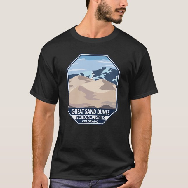 Underbar Sand Dunes nationalpark Minimal Retro T Shirt (Framsida)