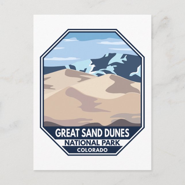 Underbar Sand Dunes nationalpark Minimal Retro Vykort (Framsida)