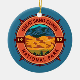 Underbar Sand Dunes nationalpark Retro Compass Julgransprydnad Keramik
