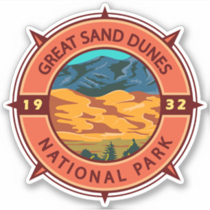 Underbar Sand Dunes nationalpark Retro Compass Klistermärken