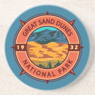 Underbar Sand Dunes nationalpark Retro Compass Underlägg