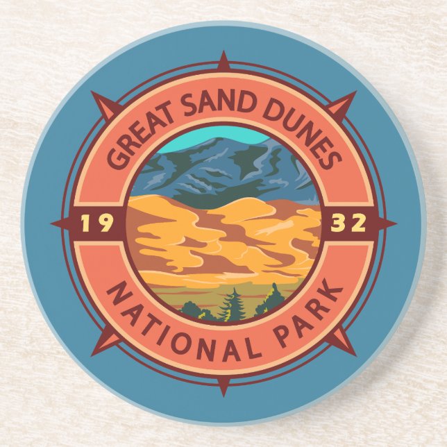 Underbar Sand Dunes nationalpark Retro Compass Underlägg (Framsidan)