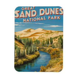 Underbar Sand Dunes nationalpark Retro Travel Art Magnet