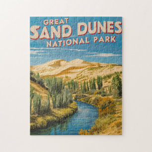 Underbar Sand Dunes nationalpark Retro Travel Art Pussel