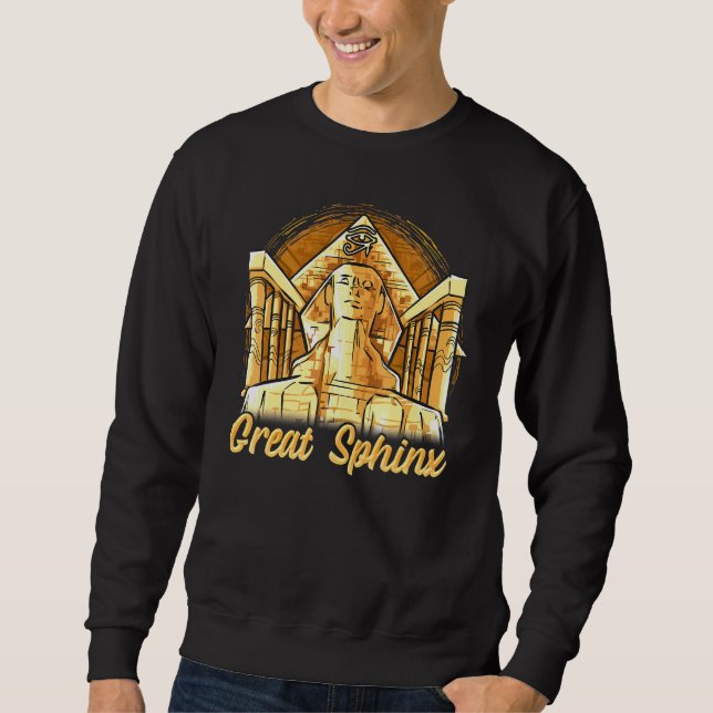 Underbar sfinx av Giza Guld Sphinx antikens histor Lång Ärmad Tröja (Framsida)
