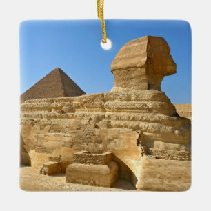 Underbar sfinx av Giza med Khafre pyramid - Egypte Julgransprydnad Keramik