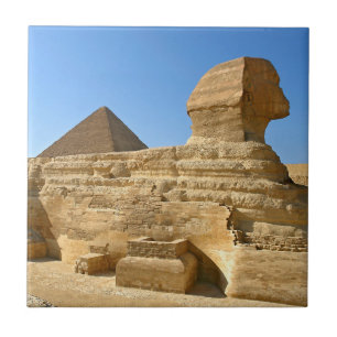 Underbar sfinx av Giza med Khafre pyramid - Egypte Kakelplatta