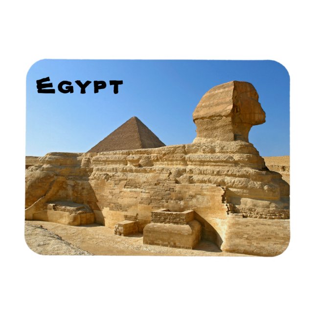 Underbar sfinx av Giza med Khafre pyramid - Egypte Magnet (Horisontell)