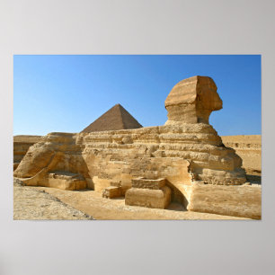 Underbar sfinx av Giza med Khafre pyramid - Egypte Poster