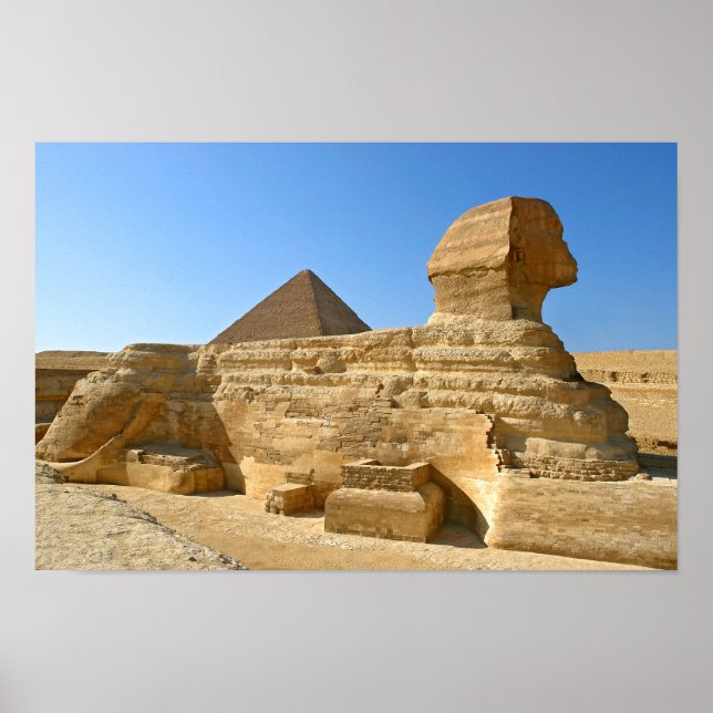 Underbar sfinx av Giza med Khafre pyramid - Egypte Poster (Framsidan)