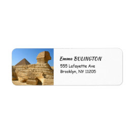 Underbar sfinx av Giza med Khafre pyramid - Egypte Returadress Etikett