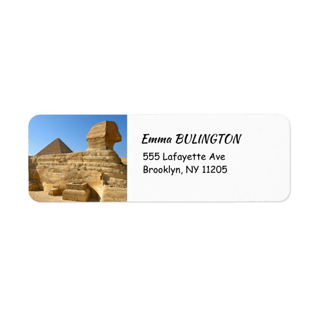 Underbar sfinx av Giza med Khafre pyramid - Egypte Returadress Etikett (Framsidan)