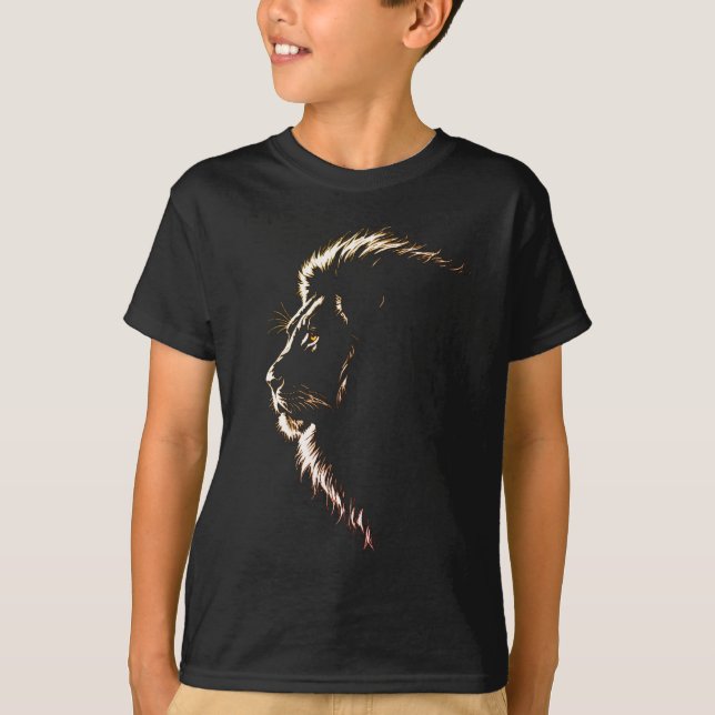 Underbar sidoteckning av ett lejonansikte T-Shirt (Framsida)