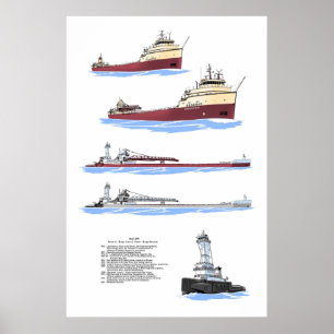 Underbar Sjö fraktreservat/Barge Maumee-historik Poster