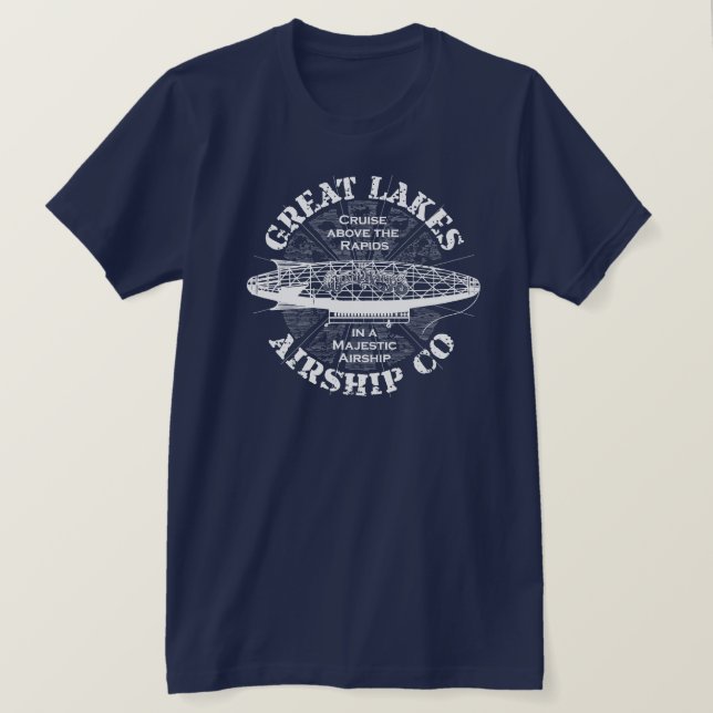 Underbar Sjöar Airship Cruise Mörk Manar T Shirt (Design framsida)