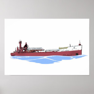 Underbar Sjöar barge Joseph H. Thompson och Joe Jr Poster