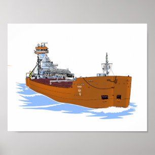 Underbar Sjöar Barge Pathfinder och tug Dorothy An Poster
