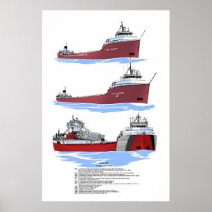 Underbar Sjöar fraktare Cason J. Callaway-historik Poster