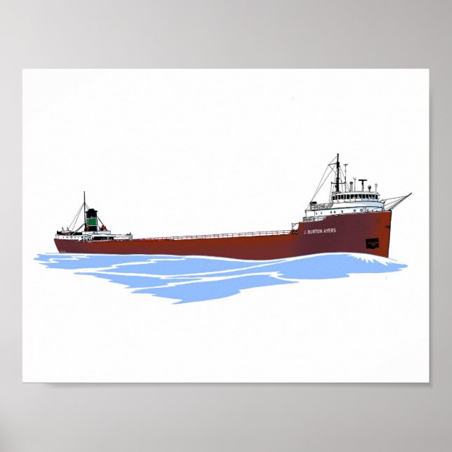 Underbar Sjöar fraktare J. Burton Ayers Kinsman Poster (Framsidan)