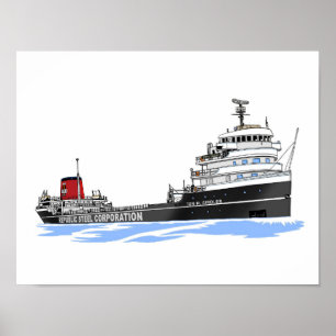 Underbar Sjöar fraktare Tom M. Girdler-republiken Poster