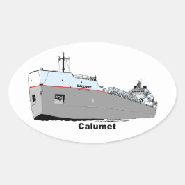 Underbar Sjöar Freighter Calumet ex-Roesch Ovalt Klistermärke
