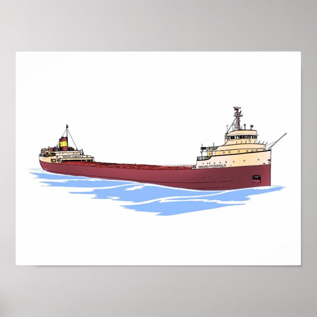 Underbar Sjöar freighter Edmund Fitzgerald Poster (Framsidan)