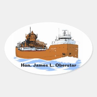 Underbar Sjöar freighter Hon. James L. Oberstar Ovalt Klistermärke