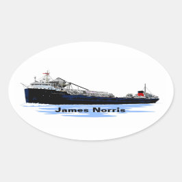 Underbar Sjöar Freighter James Norris Ovalt Klistermärke