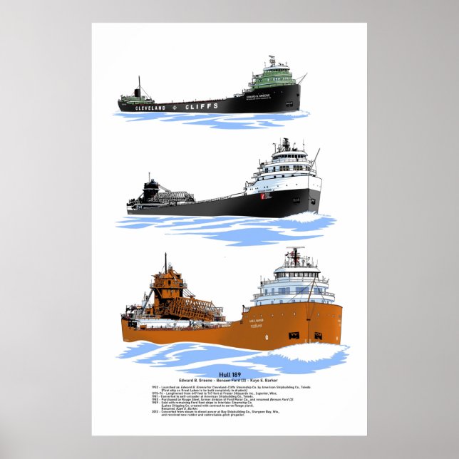 Underbar Sjöar freighter Kaye E. Barker historiepo Poster (Framsidan)